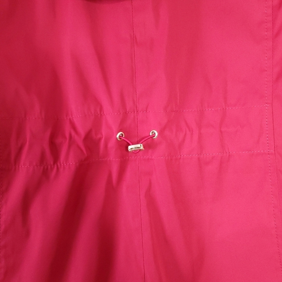 Cole Haan Packable Hooded Rain Jacket Women Red XS Back Bow Long Coat Valentines - Picture 14 of 15